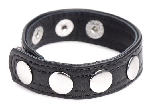 "Cock Gear Leather Speed Snap Cock Ring - Black STR-AG845-BLK"
