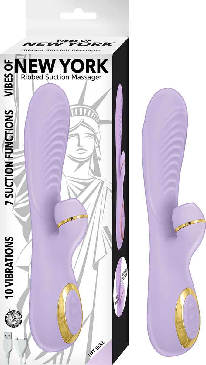 "Vibes of New York Ribbed Suction Massager - Lavender NW2914-2"