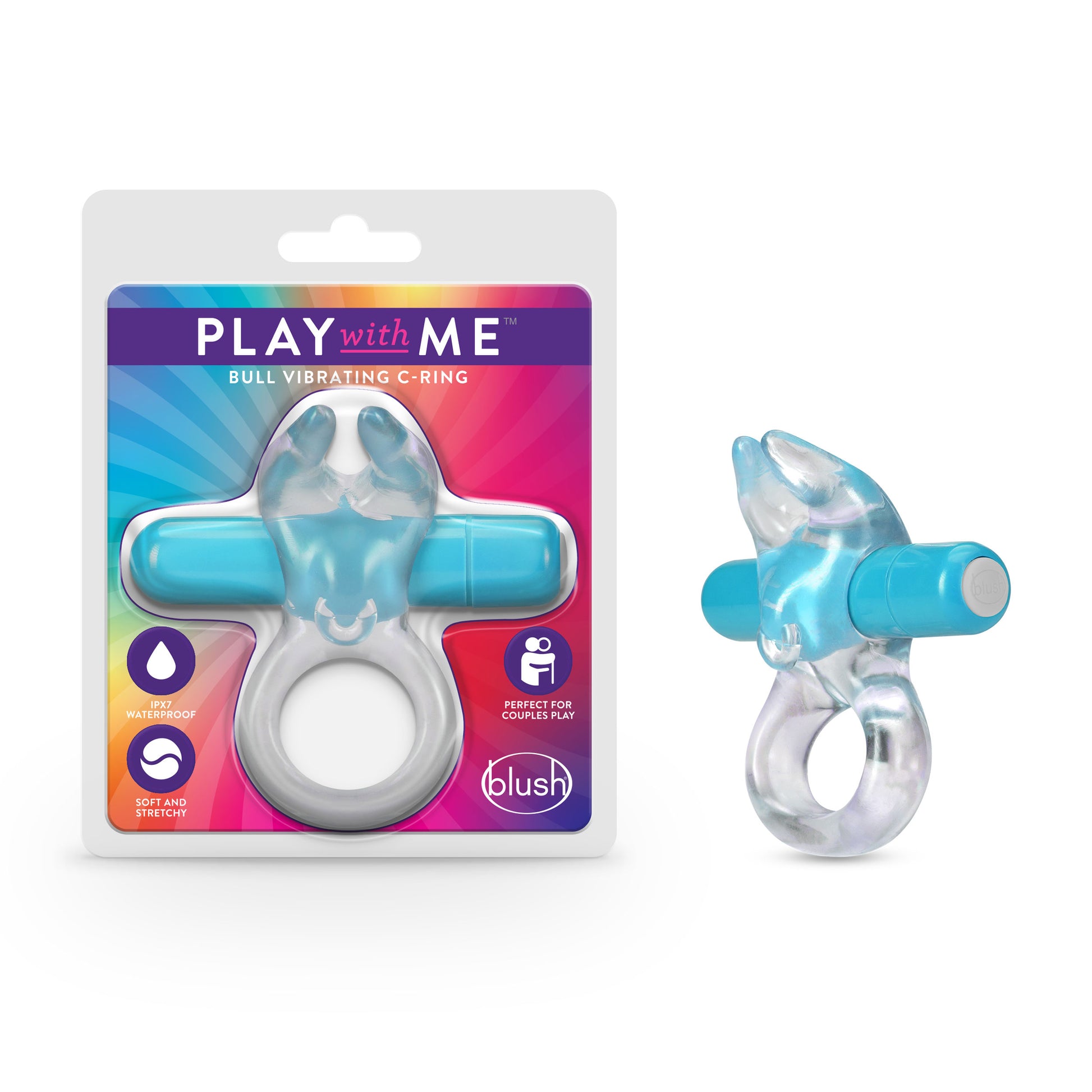 "Play With Me  Bull Vibrating C-Ring - Blue BL-74202"
