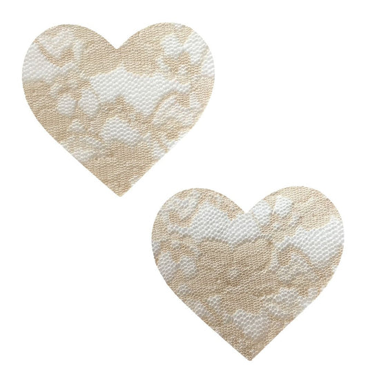 Nude Toffee Lace I Heart U Pasties - Time4Task2Toys