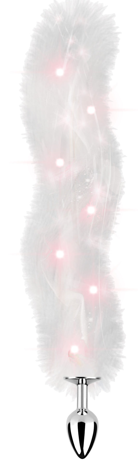 "Foxy Tail - Light Up Faux Fur Butt Plug - White Plug - White HTP3481"