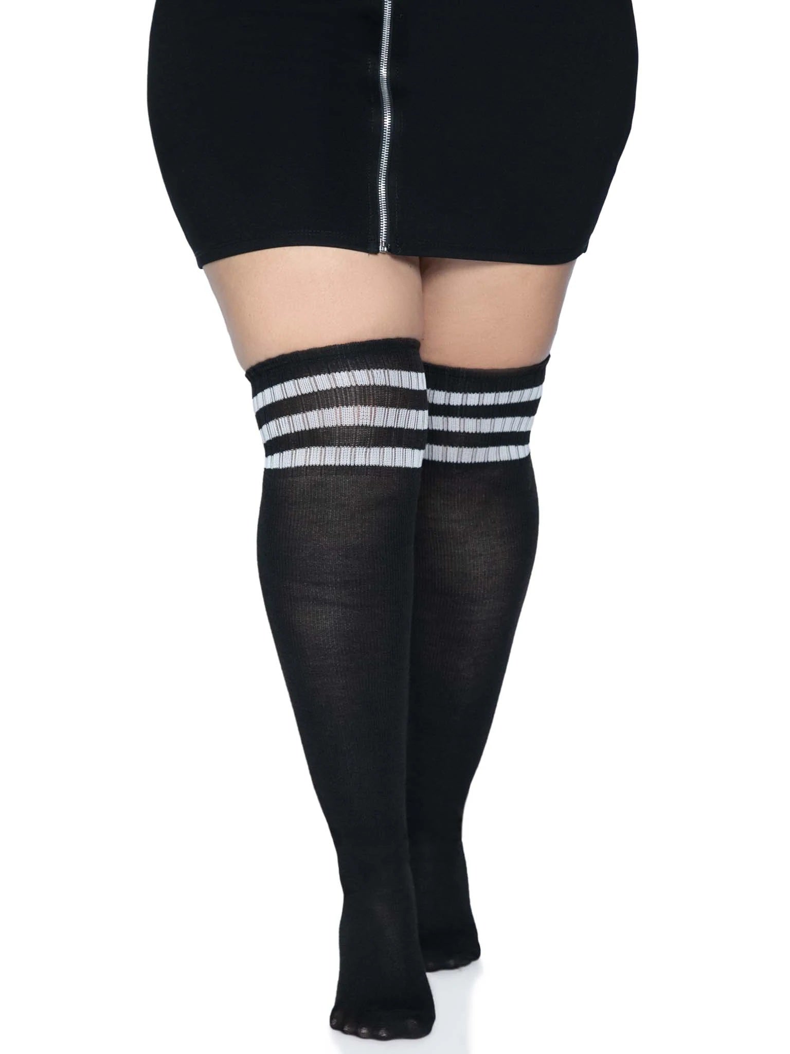 Over the Knee Athletic Socks - 1x/2x - Black/white - Time4Task2Toys