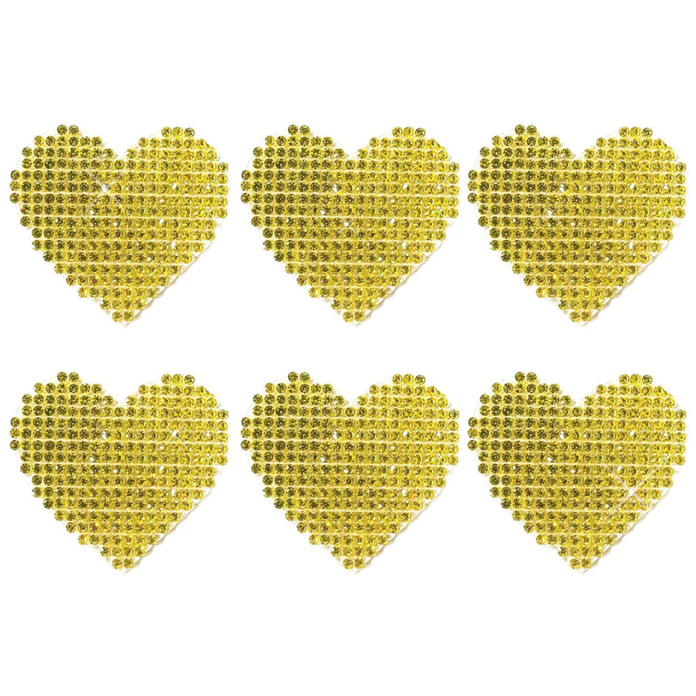 Razzle Dazzle Crystal Jewel Sparkle I Heart U Body Stickers 6 Pk - Gold - Time4Task2Toys