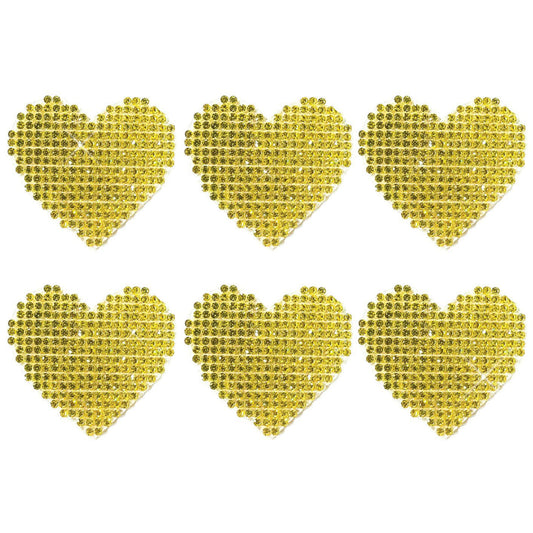 Razzle Dazzle Crystal Jewel Sparkle I Heart U Body Stickers 6 Pk - Gold - Time4Task2Toys