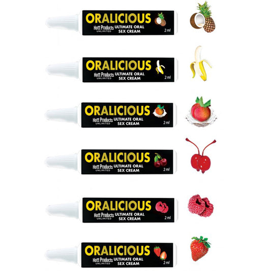 Oralicious Flavored Oral Sex Cream 144pc Display - of 2ml Tubes - Time4Task2Toys