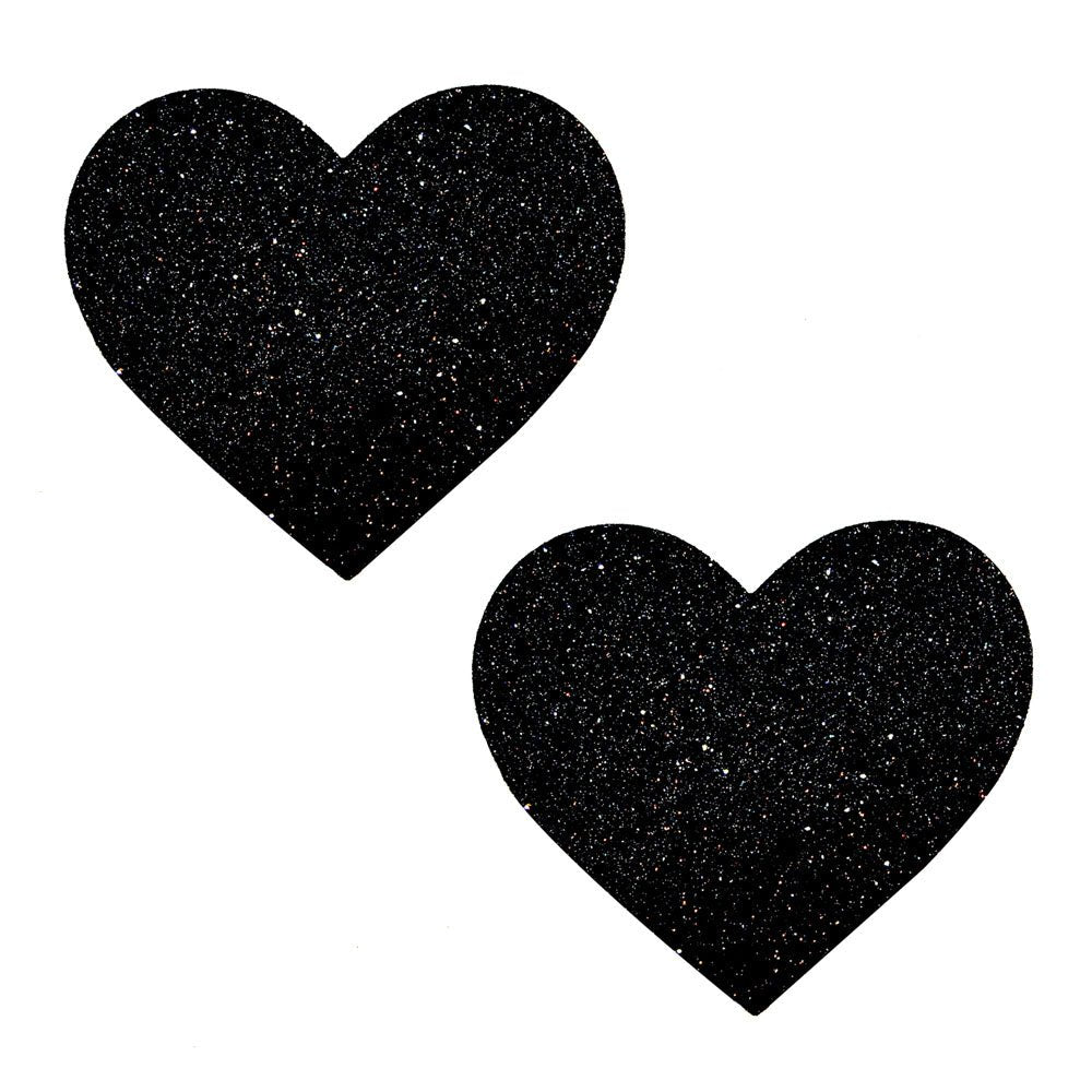 Black Malice Glitter I Heart U Nipztix Pasties - Time4Task2Toys