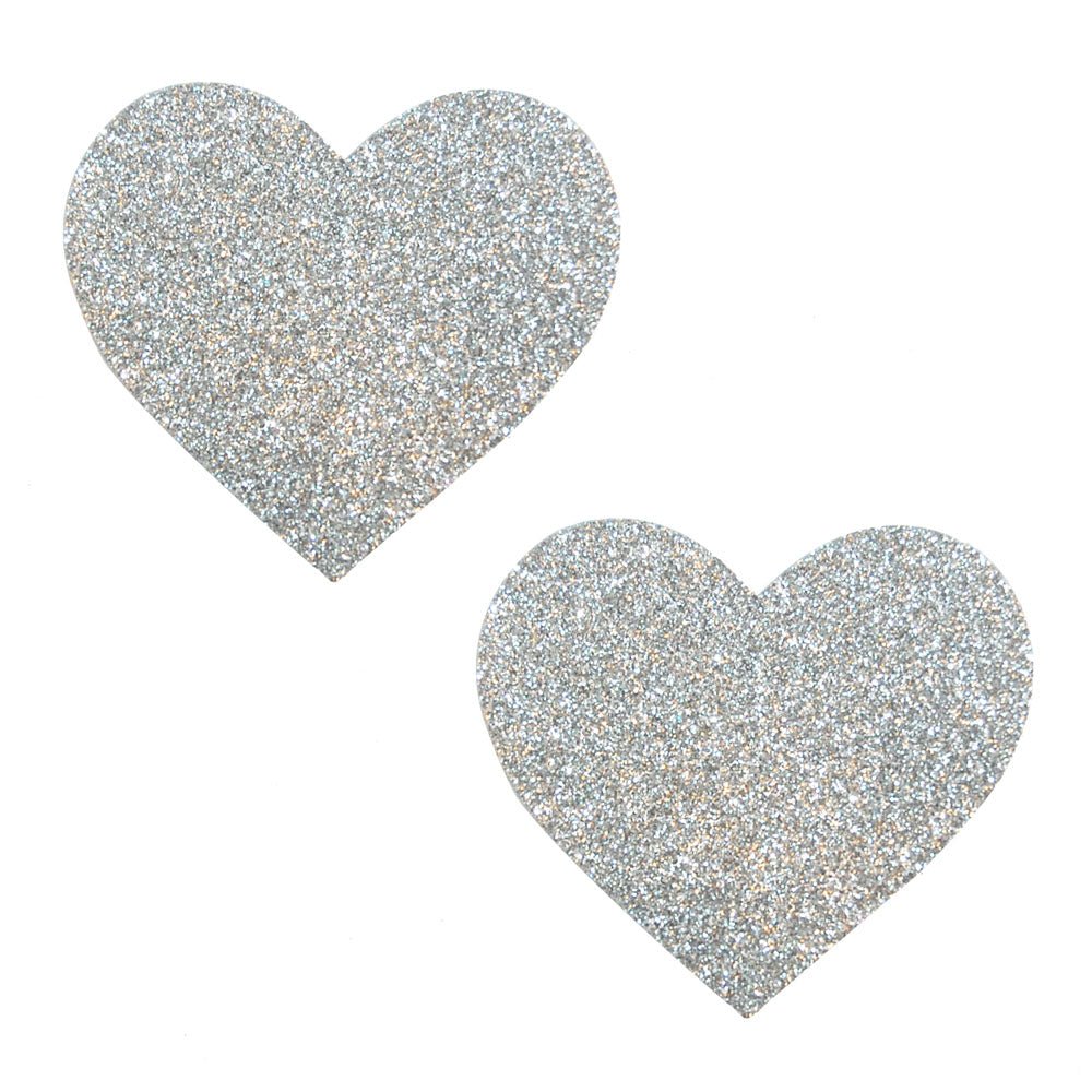Silver Pixie Dust Glitter Heart Pasties - Time4Task2Toys