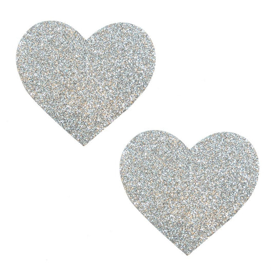 Silver Pixie Dust Glitter Heart Pasties - Time4Task2Toys