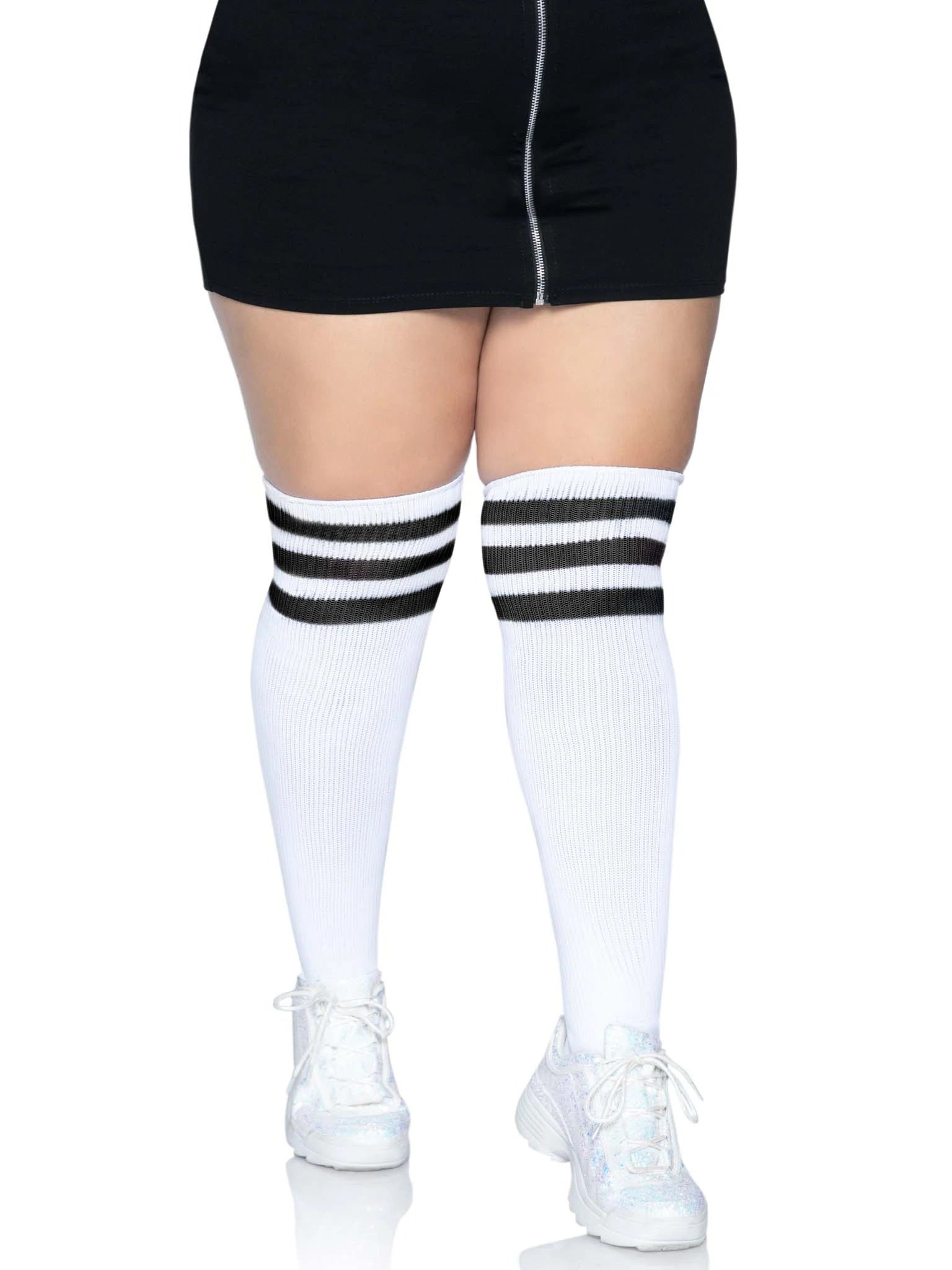 Over the Knee Athletic Socks - 1x/2x - White/black - Time4Task2Toys
