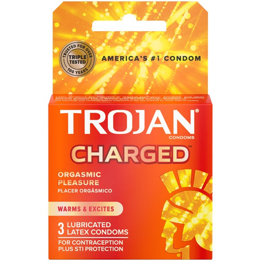 "Trojan Intensified Charged Orgasmic Pleasure Condoms - 3 Pack TJ95701"
