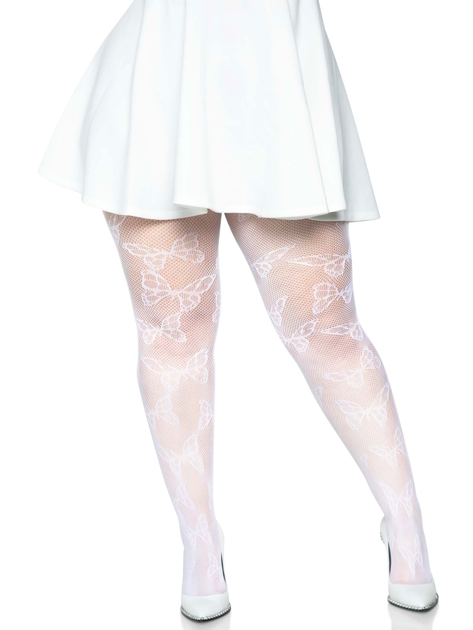 Butterfly Net Tights - 1x/2x - White - Time4Task2Toys