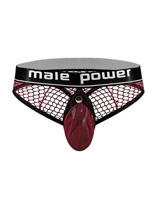 Cock Pit Net Cock Ring Thong - S/ M - Burgundy - Time4Task2Toys