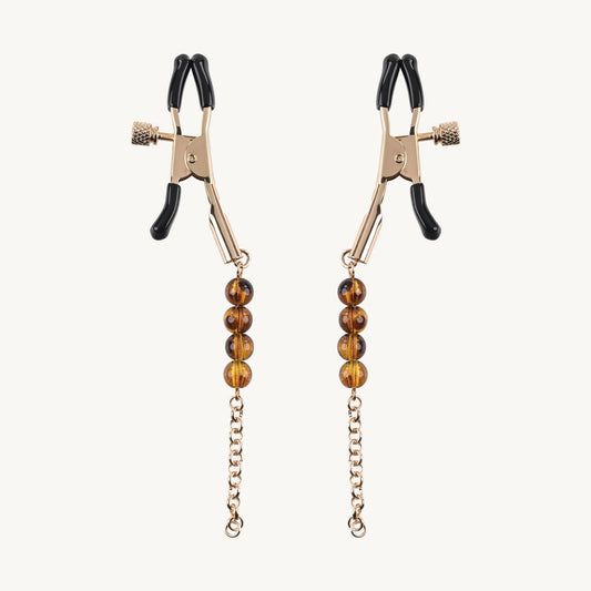 "Sincerely Amber Beaded Nipple Clamp SS52105"