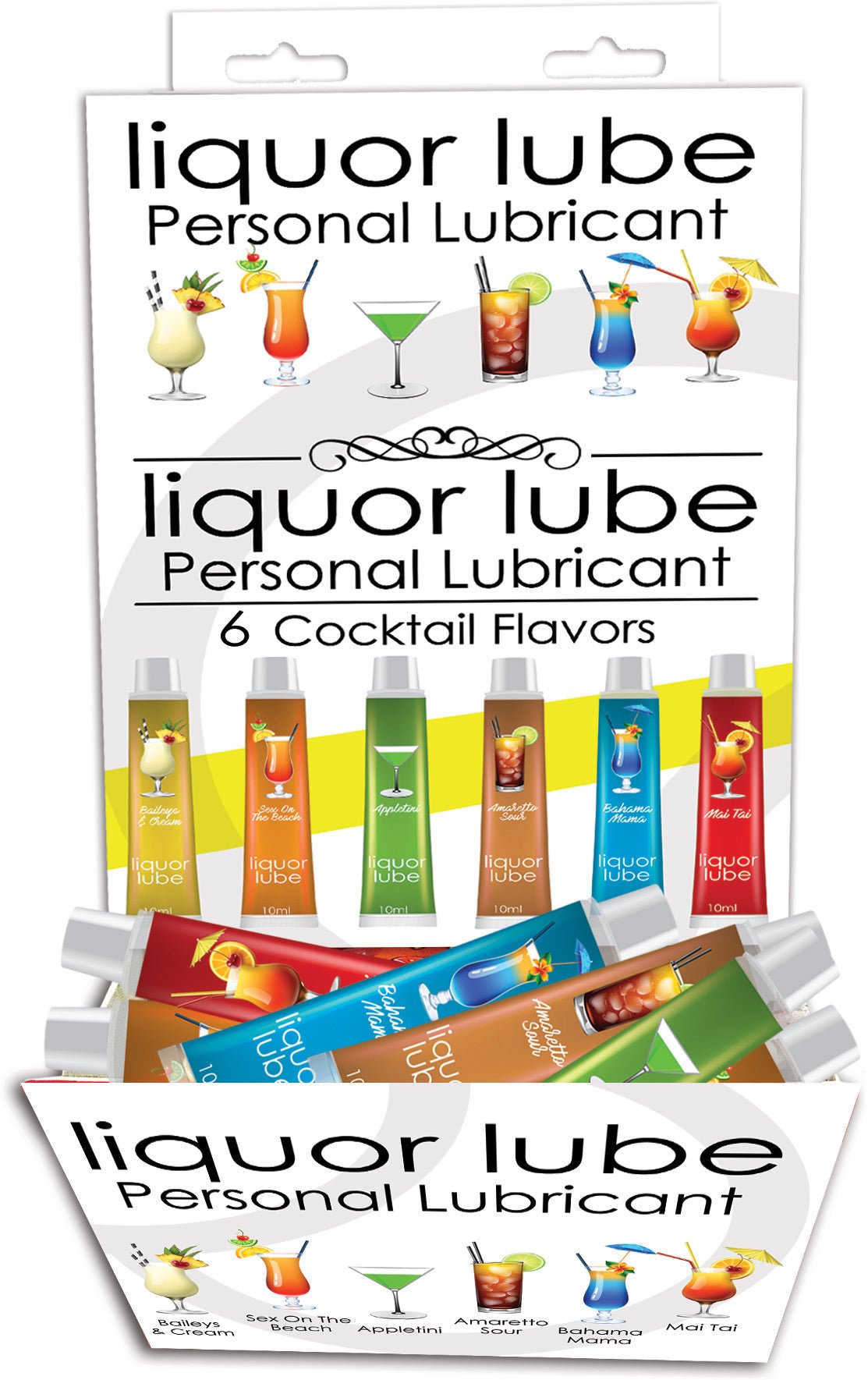 Liquor Lube Assorted Flavors 72 Pcs Display - Display - 6 Cocktail Flavors - 10ml Tubes - Time4Task2Toys