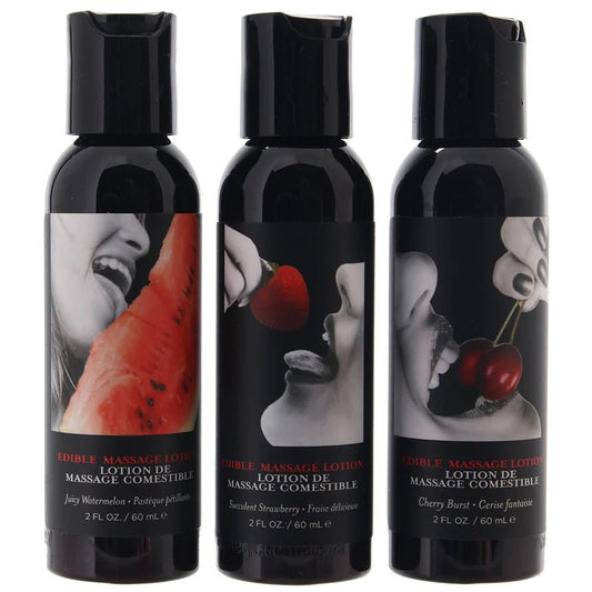 Massage a Trios Edible Massage Lotion Gift Set Box - Strawberry, Cherry, and Watermelon 2 Oz - Time4Task2Toys