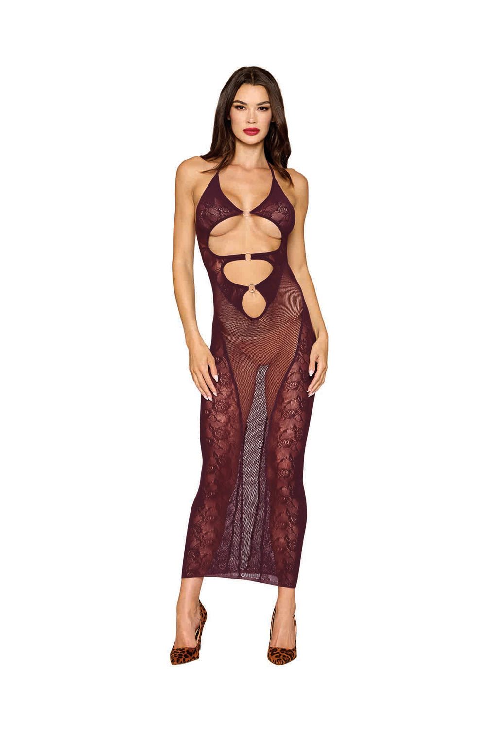 Bodystocking Gown and Shrug Dmnd - One Size - Cherry Lacquer - Time4Task2Toys