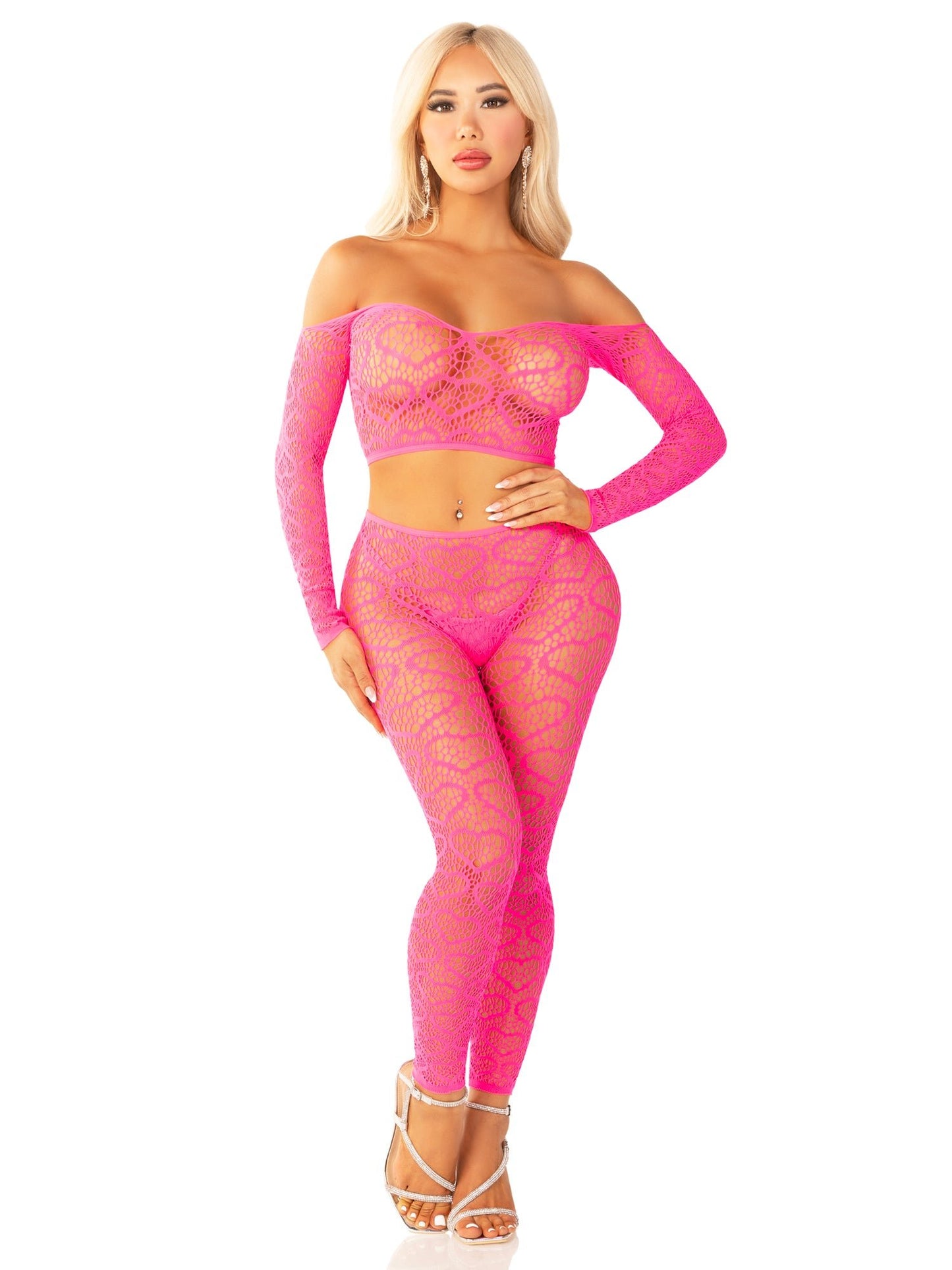 Pink 2pc Croptop and Footless Tights - Os Tights - Os - Time4Task2Toys