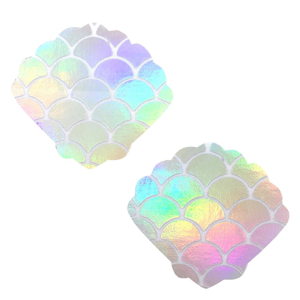 Mystical Mermaid White Holographic Mermaid Shell Nipztix Pasties - Time4Task2Toys