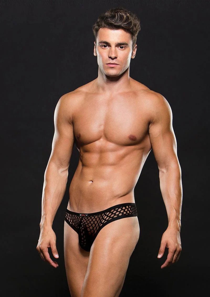 Envy Modern Fishnet Thong - Large/xlarge - Black - Time4Task2Toys