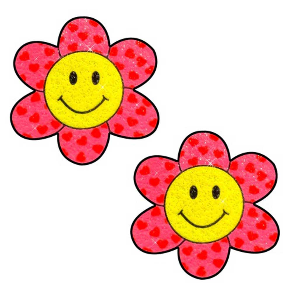 Freaking Awesome Smiley Flower Power Glitter Nipple Cover Pasties - Time4Task2Toys