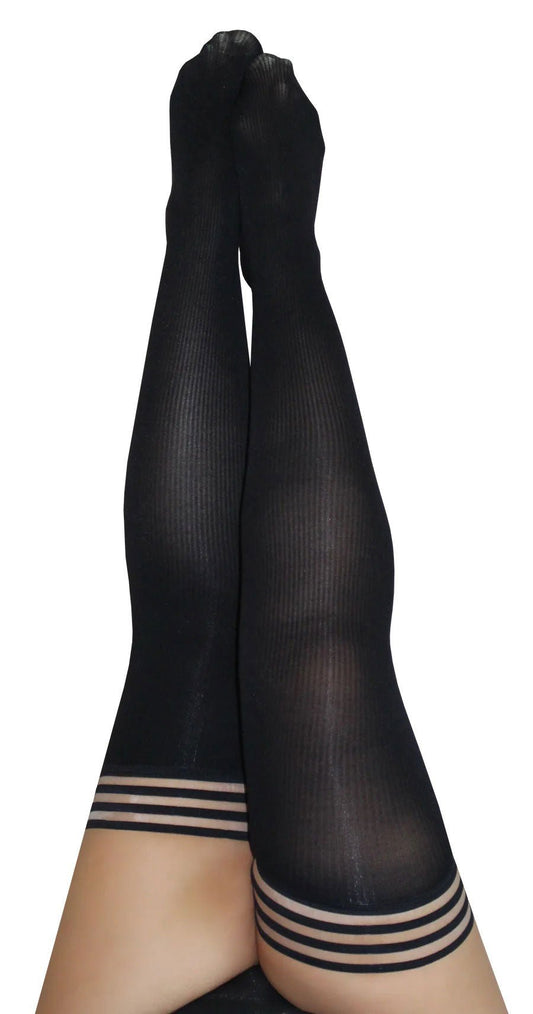 Dana Lynn - Ribbed Thigh High - Size D - Black - Time4Task2Toys