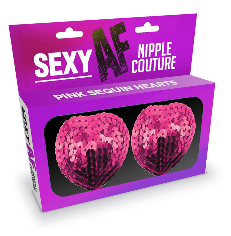Sexy Af Nipple Couture Pink Sequin Hearts - Time4Task2Toys
