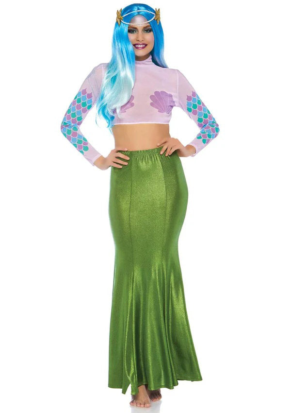 "Shimmer Spandex Mermaid Costume Maxi Skirt - Medium-Large - Green LA-86771GRNML"