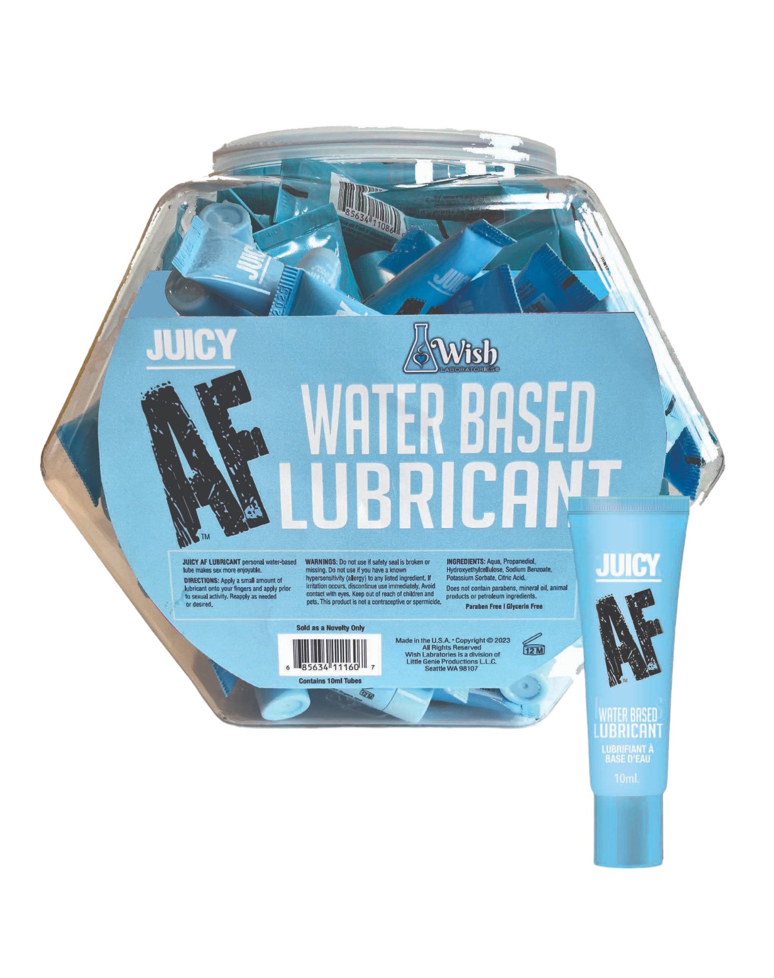 Juicy Af Water Based Lubricant - 10 ml - Pop Display of 65 - Time4Task2Toys